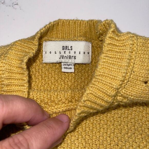 Juniors Girls Collection Mustard Yellow Oversized Unicorn Sweater - Size 2-3 Yea - Picture 2 of 4